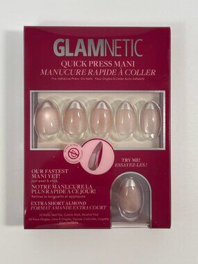 NEW Glamnetic Velvet Chrome Quick Press Nails Glazed Chrome French Almond